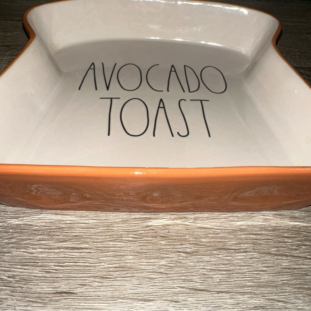 Rae Dunn Artisan Collection Avocado Toast Plate with Orange Trim - Picture 2 of 6